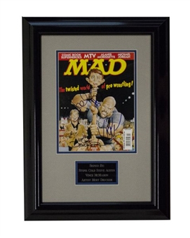 Mad Magazine Framed & Signed By Stone Cold Steve Austin, Vince McMahon & Artist